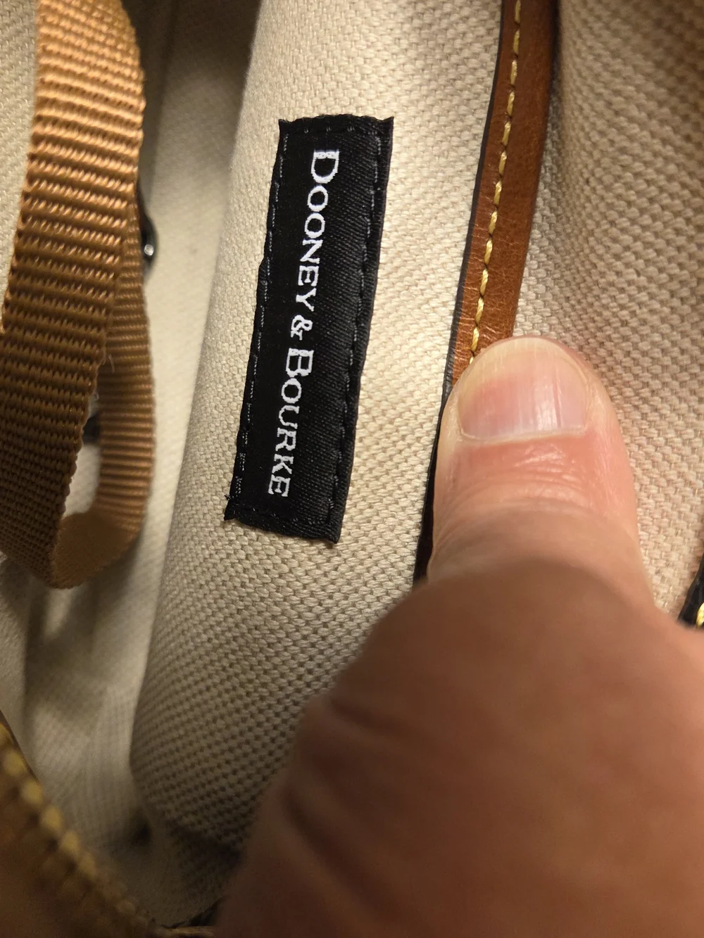 Dooney & Bourke NWT Black Pebble Leather Crossbody with Brown Trim. Logo charms